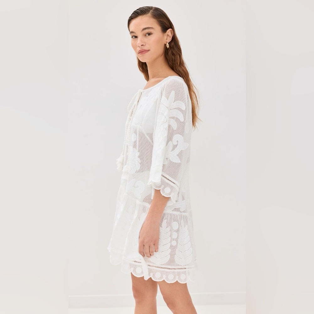 NWT Farm Rio Palm Tree Cutwork White Dress - Picture 6 of 9